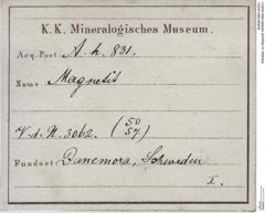 Etiketten zu Magnetit (NHMW-MIN-Ah831)